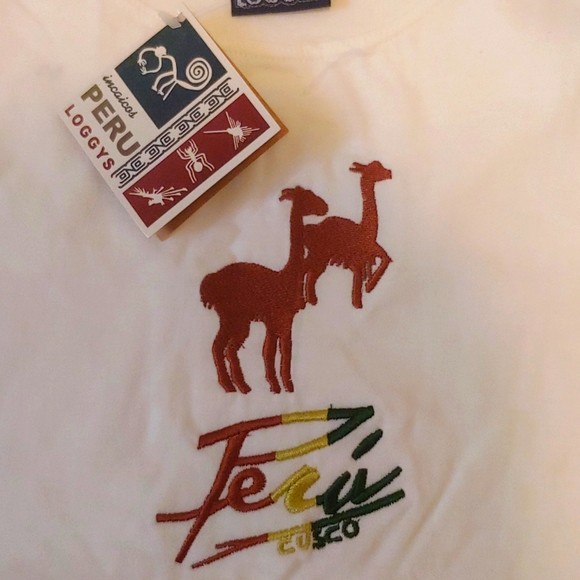 (Set of 2) Peru Embroidered Kid's Tee, Medium and Large - Picture 2 of 5